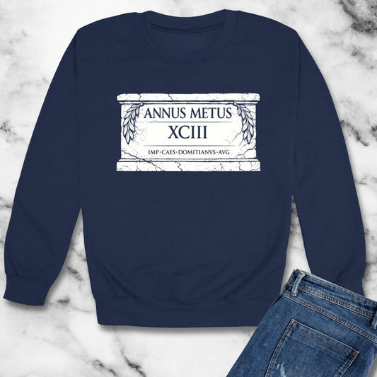 Emperor Domitian Year of Fear in Latin Unisex Heavy Crewneck Sweatshirt