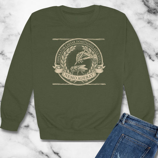 Emperor Domitian Fly Stylus Nobody Here in Latin Unisex Heavy Crewneck Sweatshirt