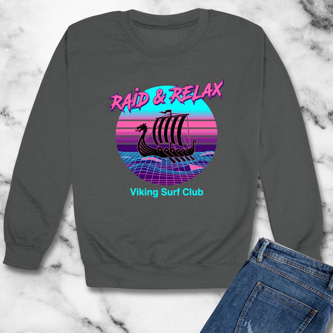 Viking Surf Club Raid & Relax Vaporwave Unisex Heavy Crewneck Sweatshirt