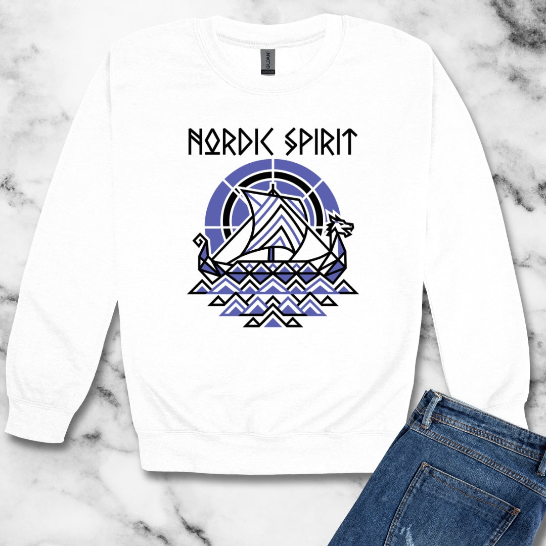 Norid Spirit Viking Longbow Modernist Unisex Heavy Crewneck Sweatshirt