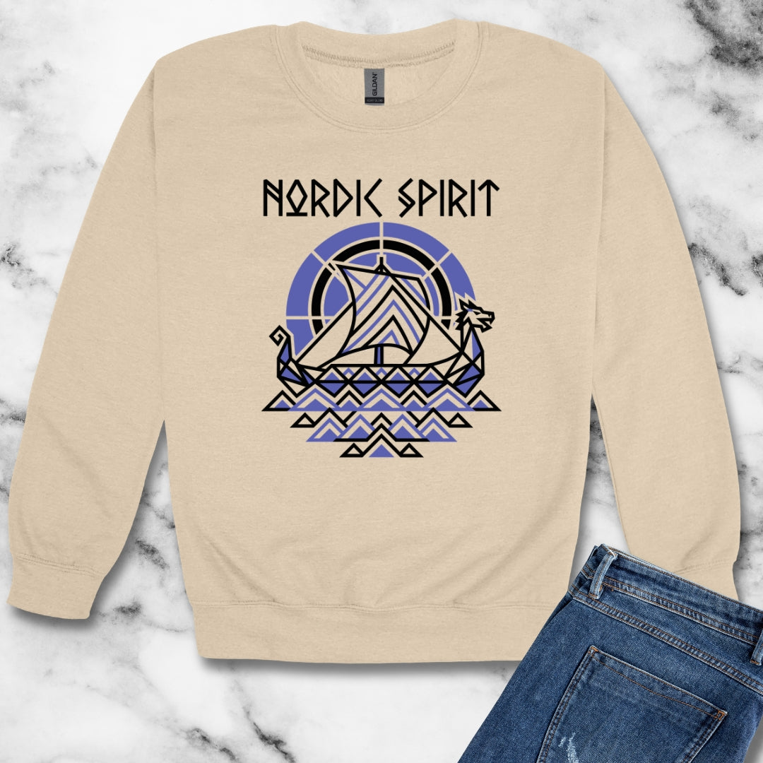 Norid Spirit Viking Longbow Modernist Unisex Heavy Crewneck Sweatshirt