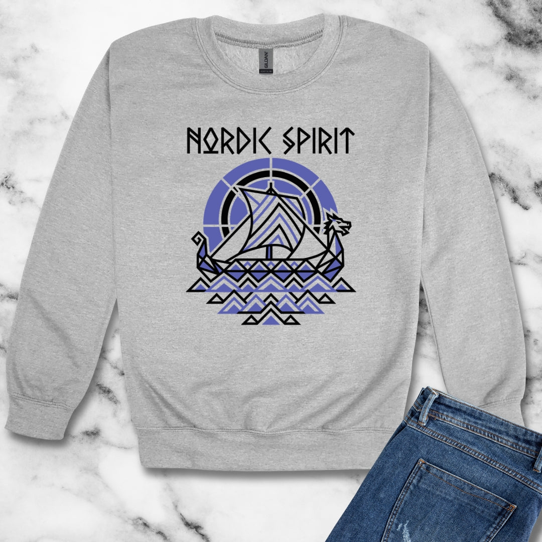 Norid Spirit Viking Longbow Modernist Unisex Heavy Crewneck Sweatshirt