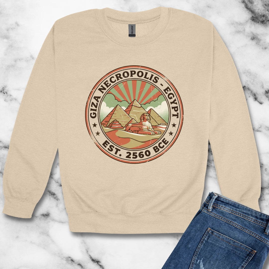 Giza Pyramids Necropolis Unisex Heavy Crewneck Sweatshirt