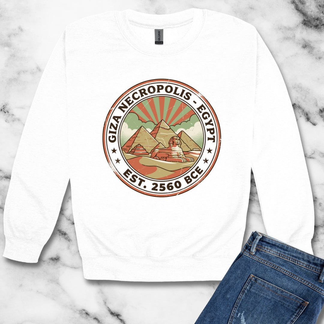 Giza Pyramids Necropolis Unisex Heavy Crewneck Sweatshirt