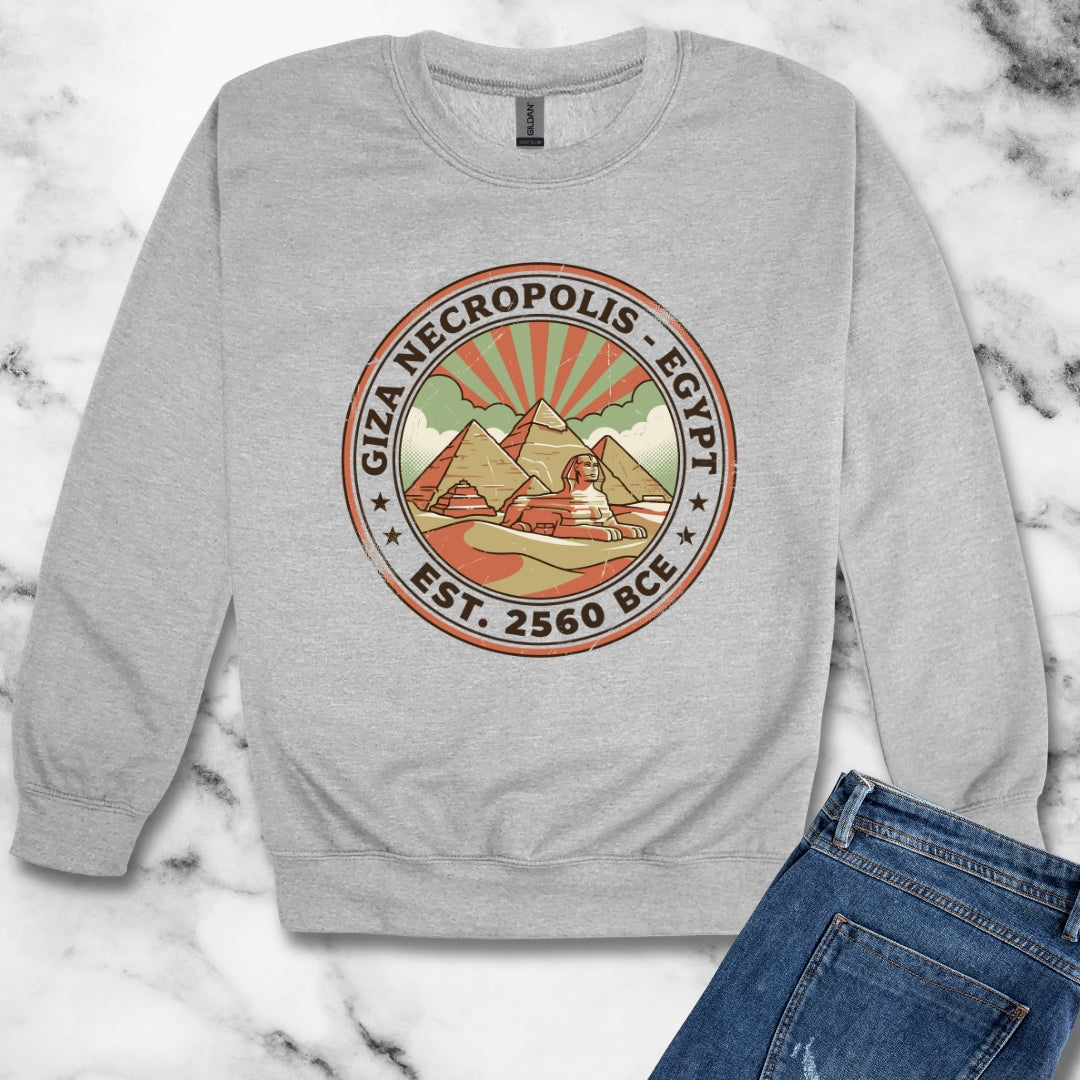 Giza Pyramids Necropolis Unisex Heavy Crewneck Sweatshirt