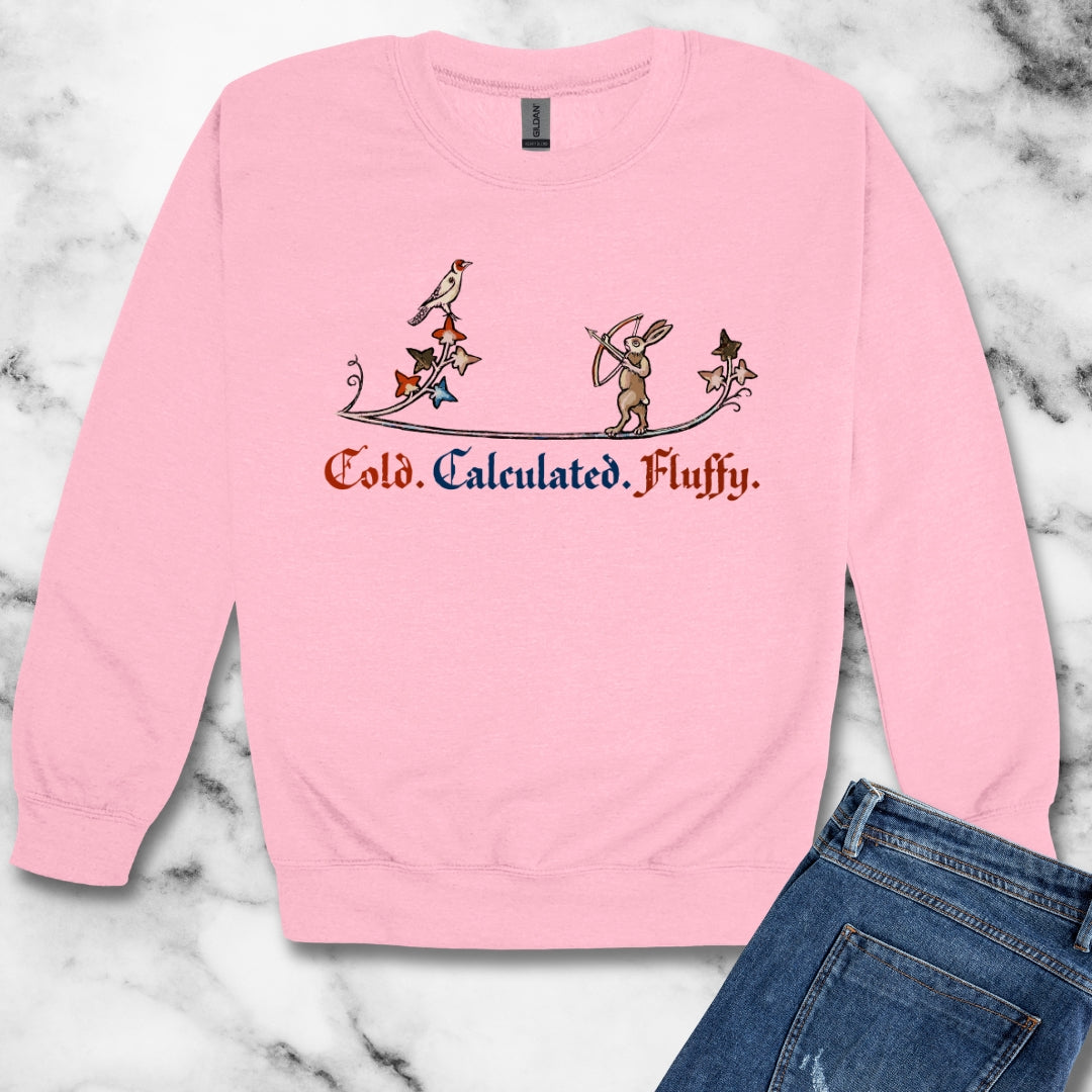 Cold Calculated Fluffy Rabbit Archer Medieval Marginalia Unisex Heavy Crewneck Sweatshirt