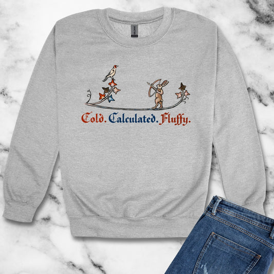 Cold Calculated Fluffy Rabbit Archer Medieval Marginalia Unisex Heavy Crewneck Sweatshirt