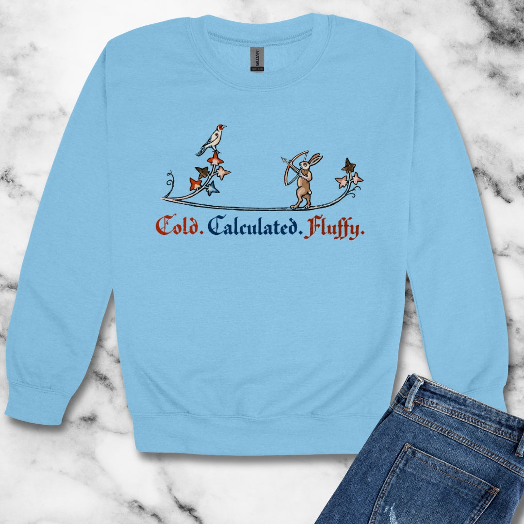 Cold Calculated Fluffy Rabbit Archer Medieval Marginalia Unisex Heavy Crewneck Sweatshirt