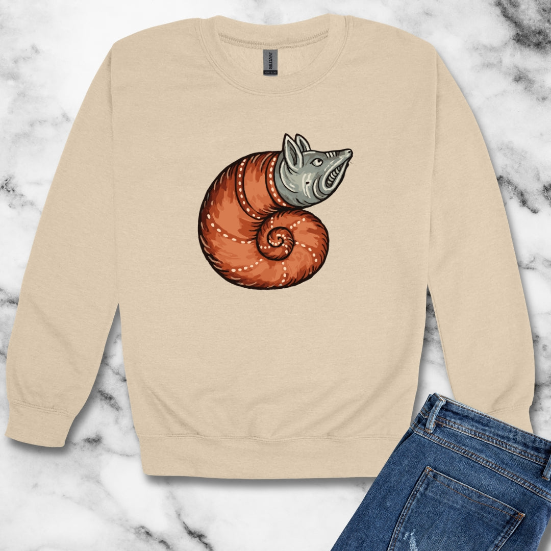 Snail Rat Hybrid Medieval Marginalia Unisex Heavy Crewneck Sweatshirt