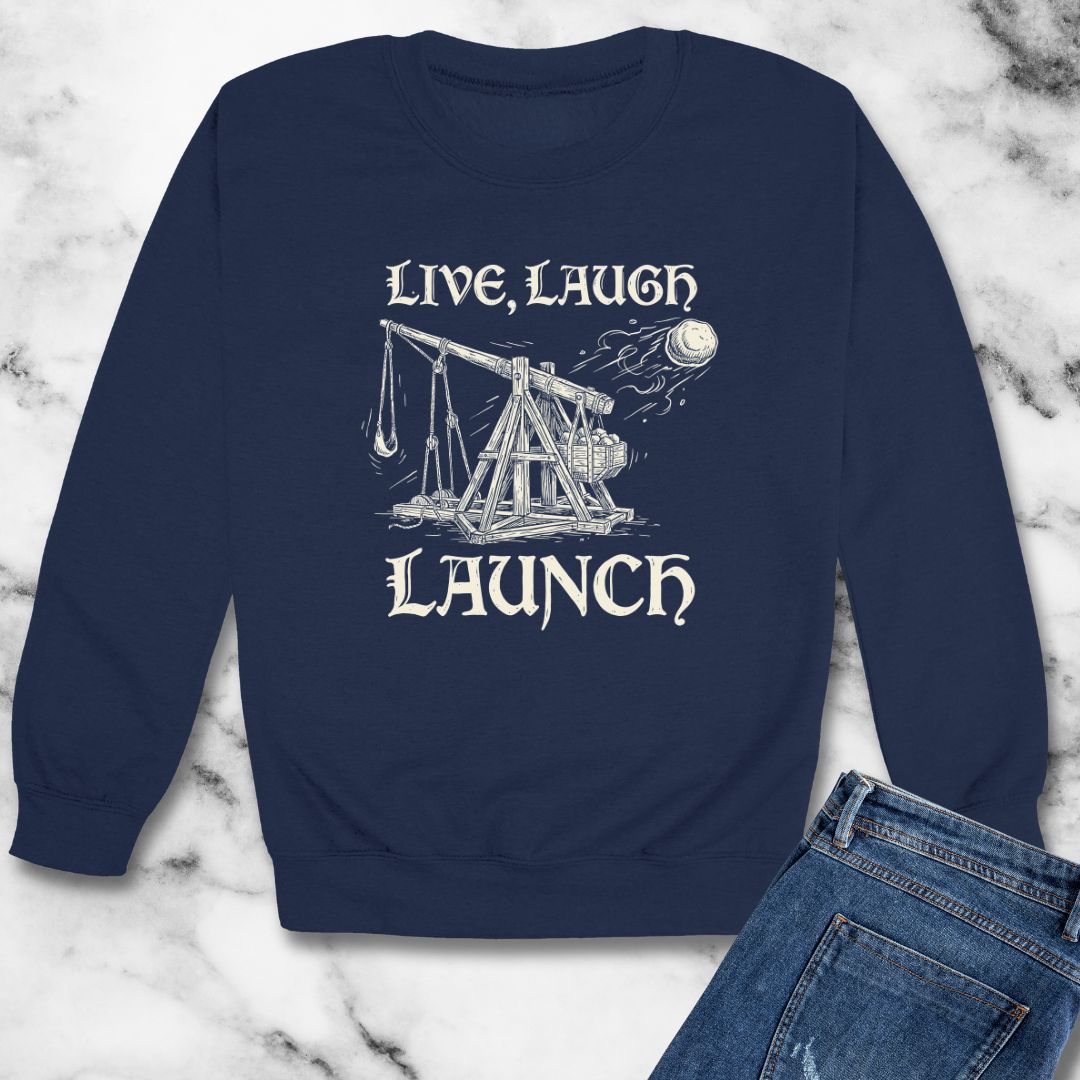 Live Laugh Launch Trebuchet Unisex Heavy Crewneck Sweatshirt