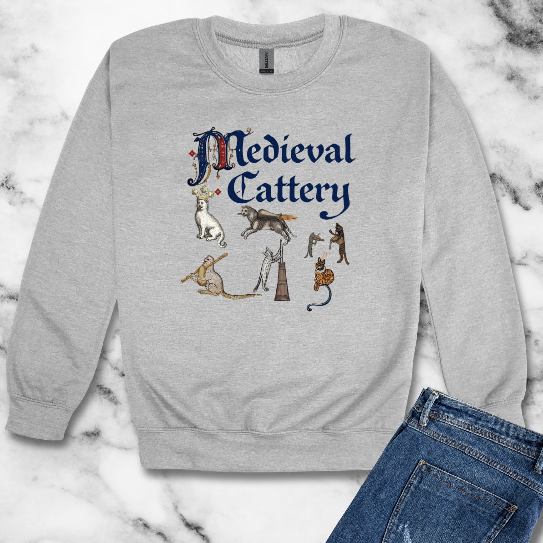 Medieval Cattery Cat Marginalia Unisex Heavy Crewneck Sweatshirt