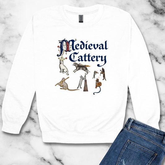 Medieval Cattery Cat Marginalia Unisex Heavy Crewneck Sweatshirt