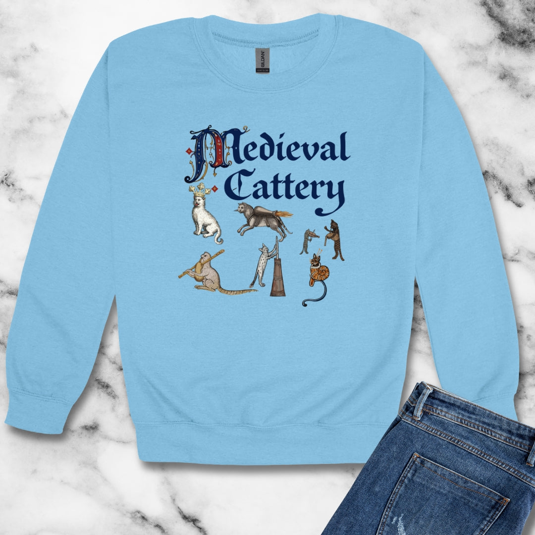 Medieval Cattery Cat Marginalia Unisex Heavy Crewneck Sweatshirt
