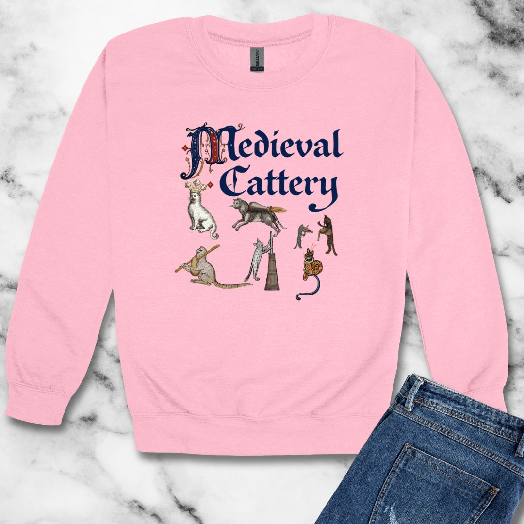 Medieval Cattery Cat Marginalia Unisex Heavy Crewneck Sweatshirt