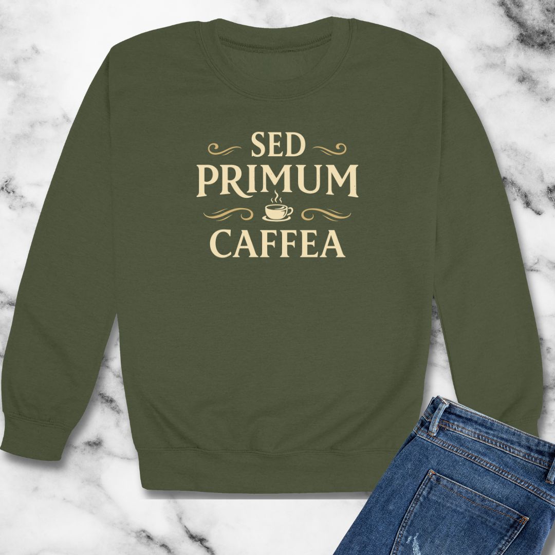 But First Coffee in Latin Unisex Heavy Crewneck Sweatshirt