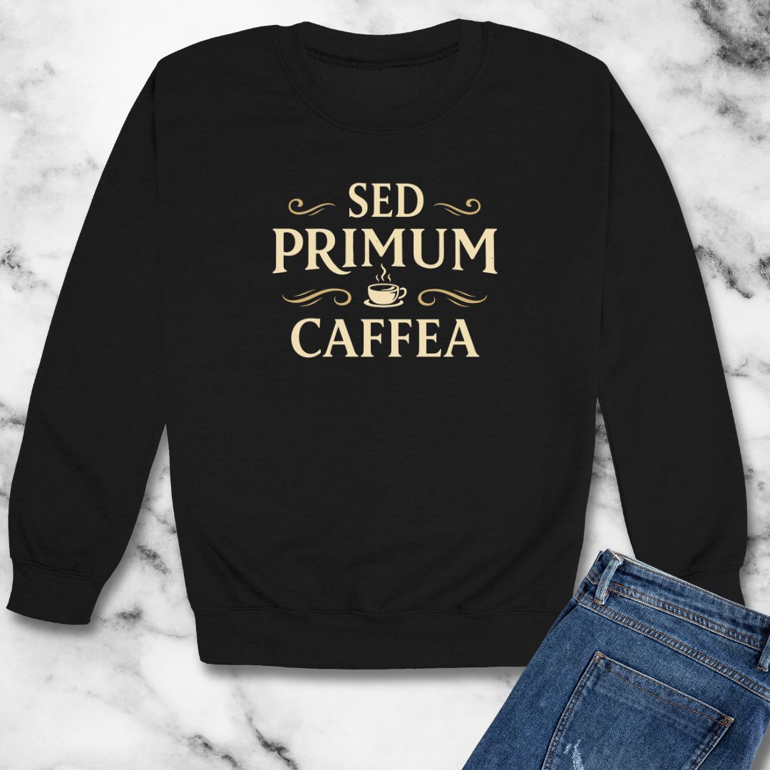 But First Coffee in Latin Unisex Heavy Crewneck Sweatshirt