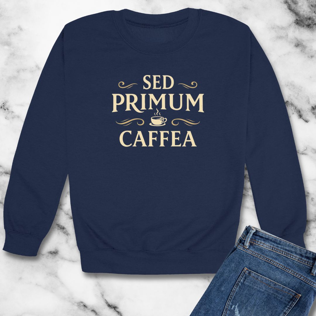 But First Coffee in Latin Unisex Heavy Crewneck Sweatshirt