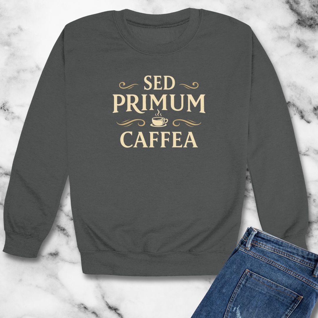 But First Coffee in Latin Unisex Heavy Crewneck Sweatshirt