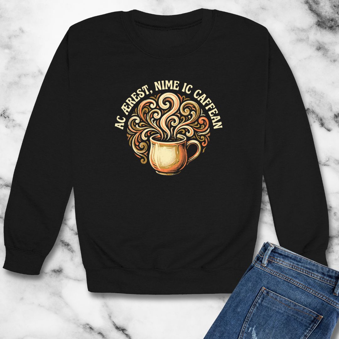 But First Coffee in Old English Unisex Heavy Crewneck Sweatshirt