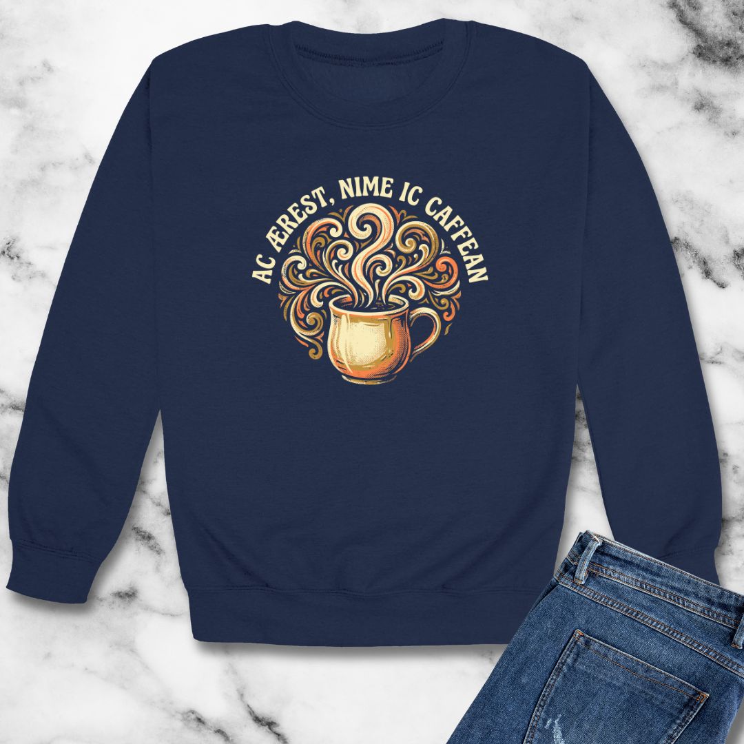 But First Coffee in Old English Unisex Heavy Crewneck Sweatshirt