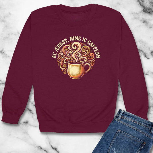 But First Coffee in Old English Unisex Heavy Crewneck Sweatshirt