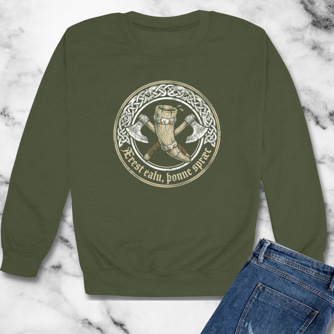 First Ale Then Speak Old English Unisex Heavy Crewneck Sweatshirt