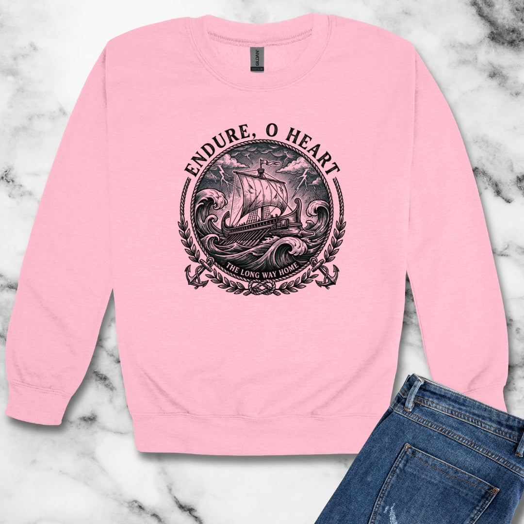 Odysseus Endure o Heart Quote Unisex Heavy Crewneck Sweatshirt