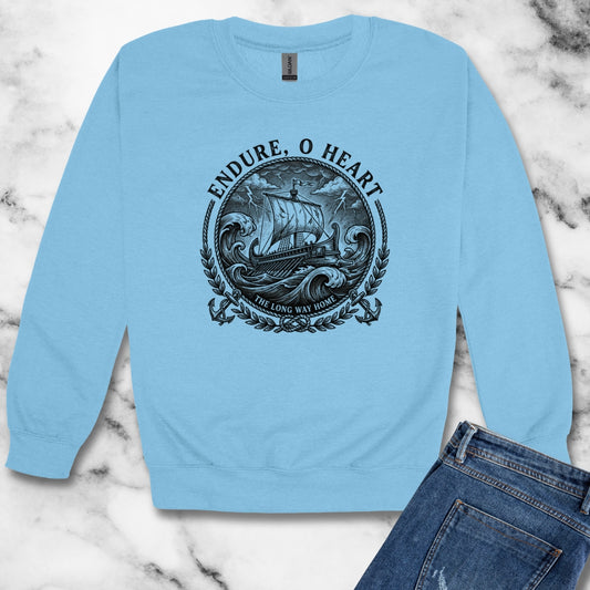 Odysseus Endure o Heart Quote Unisex Heavy Crewneck Sweatshirt