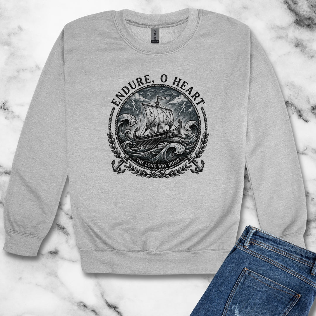 Odysseus Endure o Heart Quote Unisex Heavy Crewneck Sweatshirt
