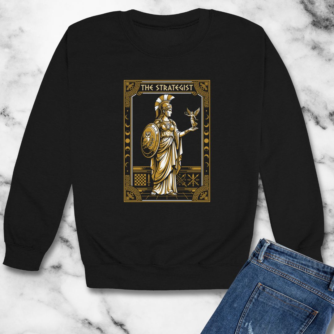 Athena Strategist Tarot Unisex Heavy Crewneck Sweatshirt