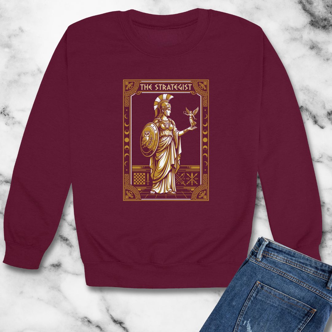 Athena Strategist Tarot Unisex Heavy Crewneck Sweatshirt