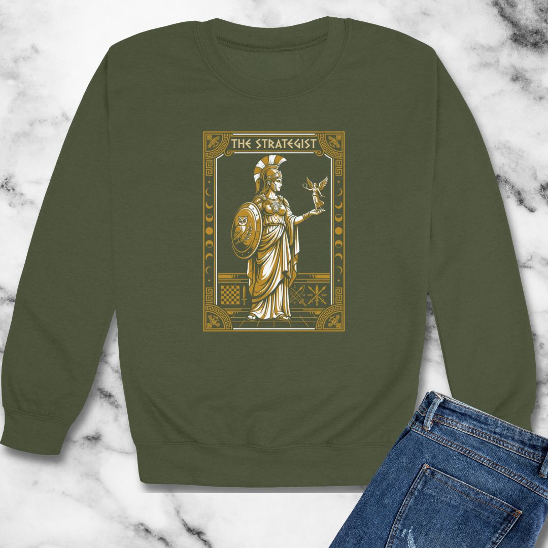 Athena Strategist Tarot Unisex Heavy Crewneck Sweatshirt
