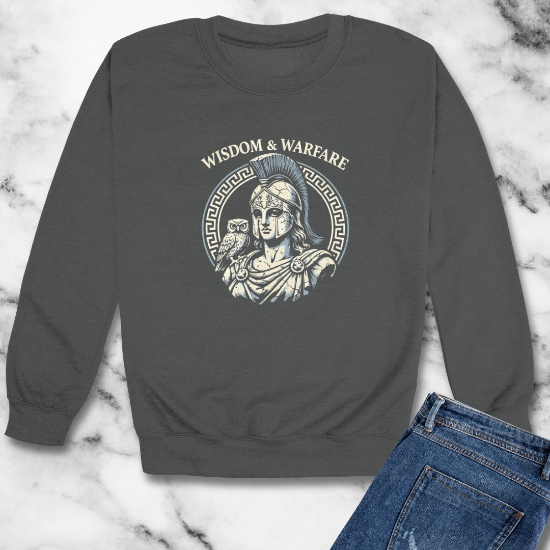 Athena Wisdom Warfare Owl Unisex Heavy Crewneck Sweatshirt