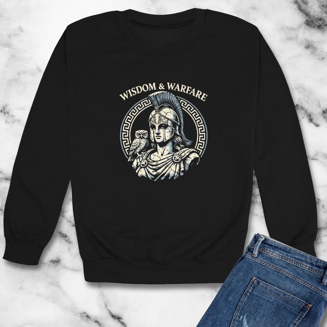 Athena Wisdom Warfare Owl Unisex Heavy Crewneck Sweatshirt