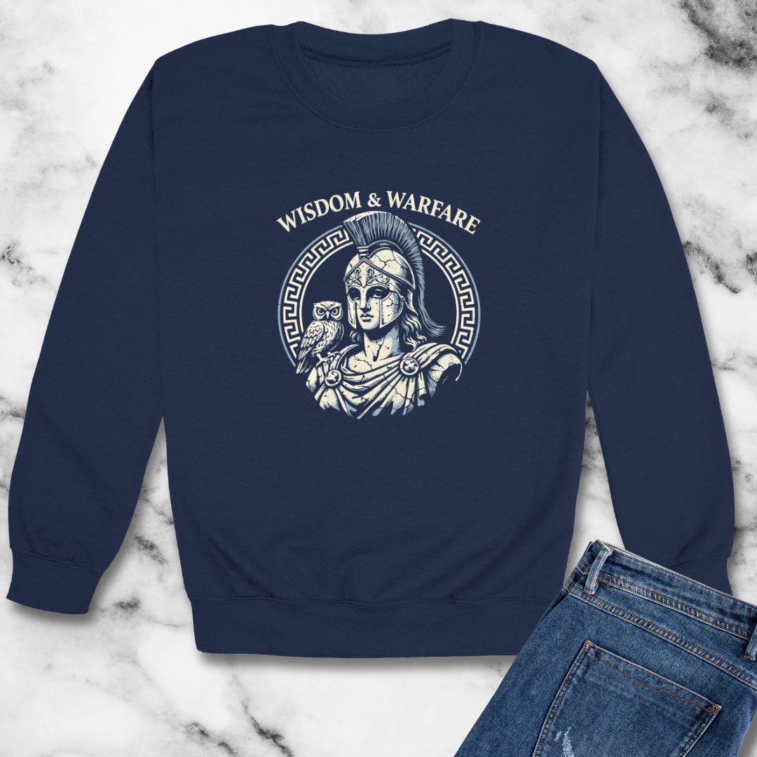 Athena Wisdom Warfare Owl Unisex Heavy Crewneck Sweatshirt