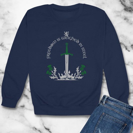 Scottish Freedom is Weighed in Steel Unisex Heavy Crewneck Sweatshirt