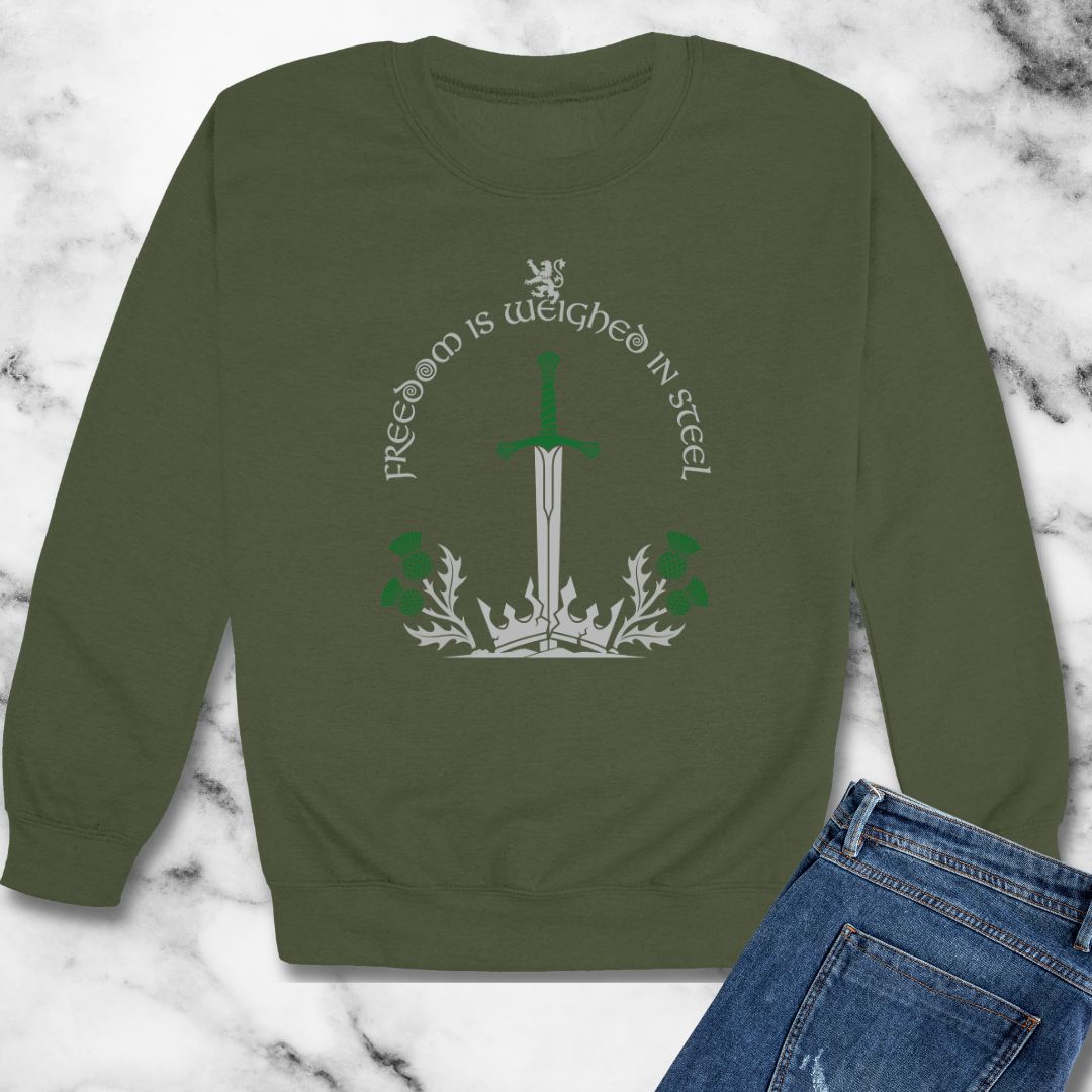 Scottish Freedom is Weighed in Steel Unisex Heavy Crewneck Sweatshirt