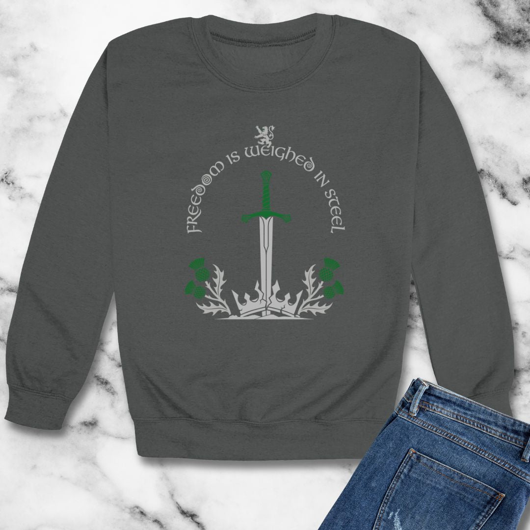 Scottish Freedom is Weighed in Steel Unisex Heavy Crewneck Sweatshirt