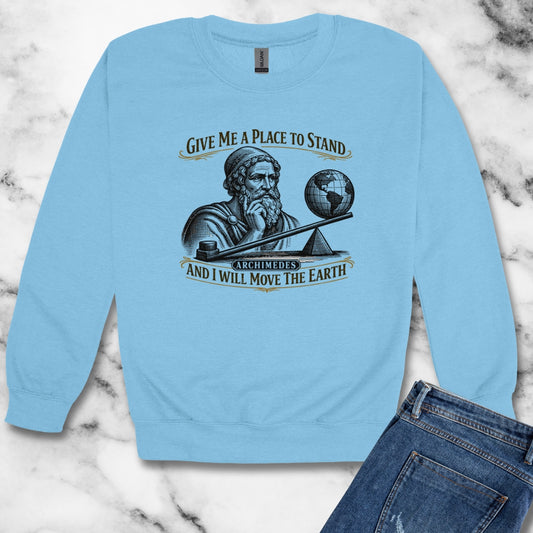 Archimedes Move Earth Quote Unisex Heavy Crewneck Sweatshirt