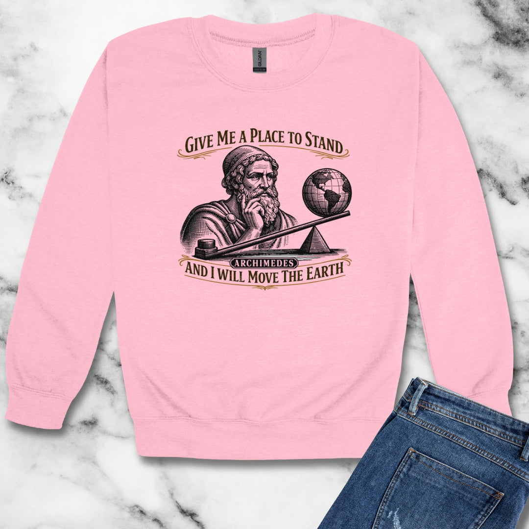 Archimedes Move Earth Quote Unisex Heavy Crewneck Sweatshirt