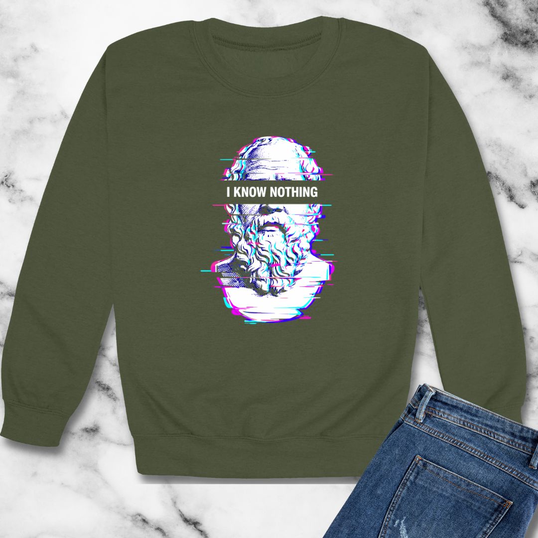 Socrates I Know Nothing Unisex Heavy Crewneck Sweatshirt