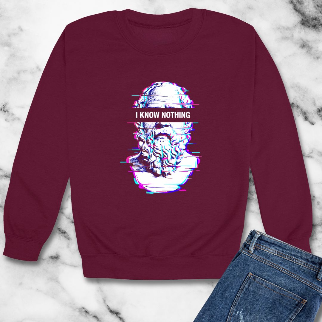 Socrates I Know Nothing Unisex Heavy Crewneck Sweatshirt