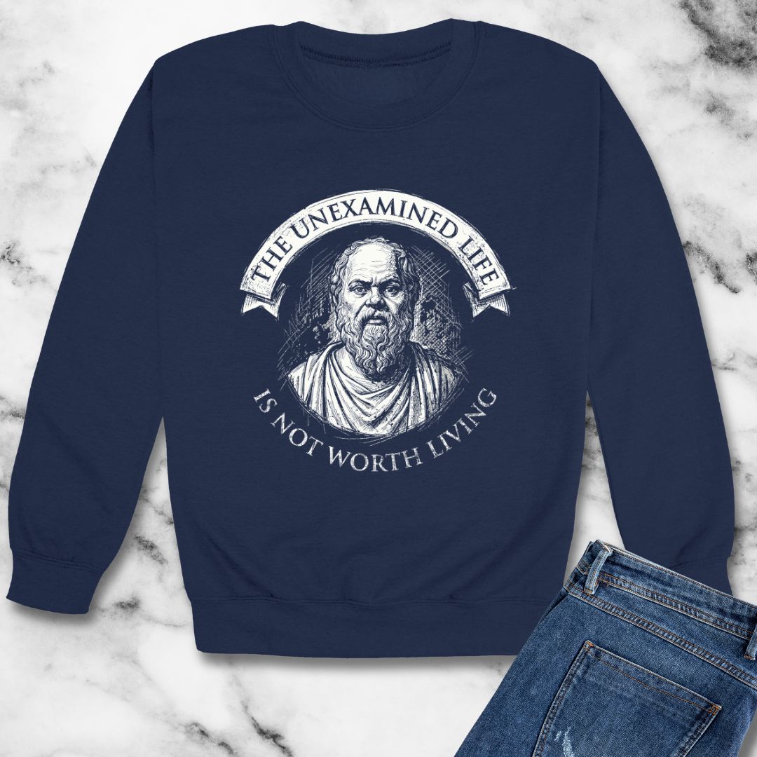 Socrates An Unexamined Life Is Not Worth Living Quote Unisex Heavy Crewneck Sweatshirt