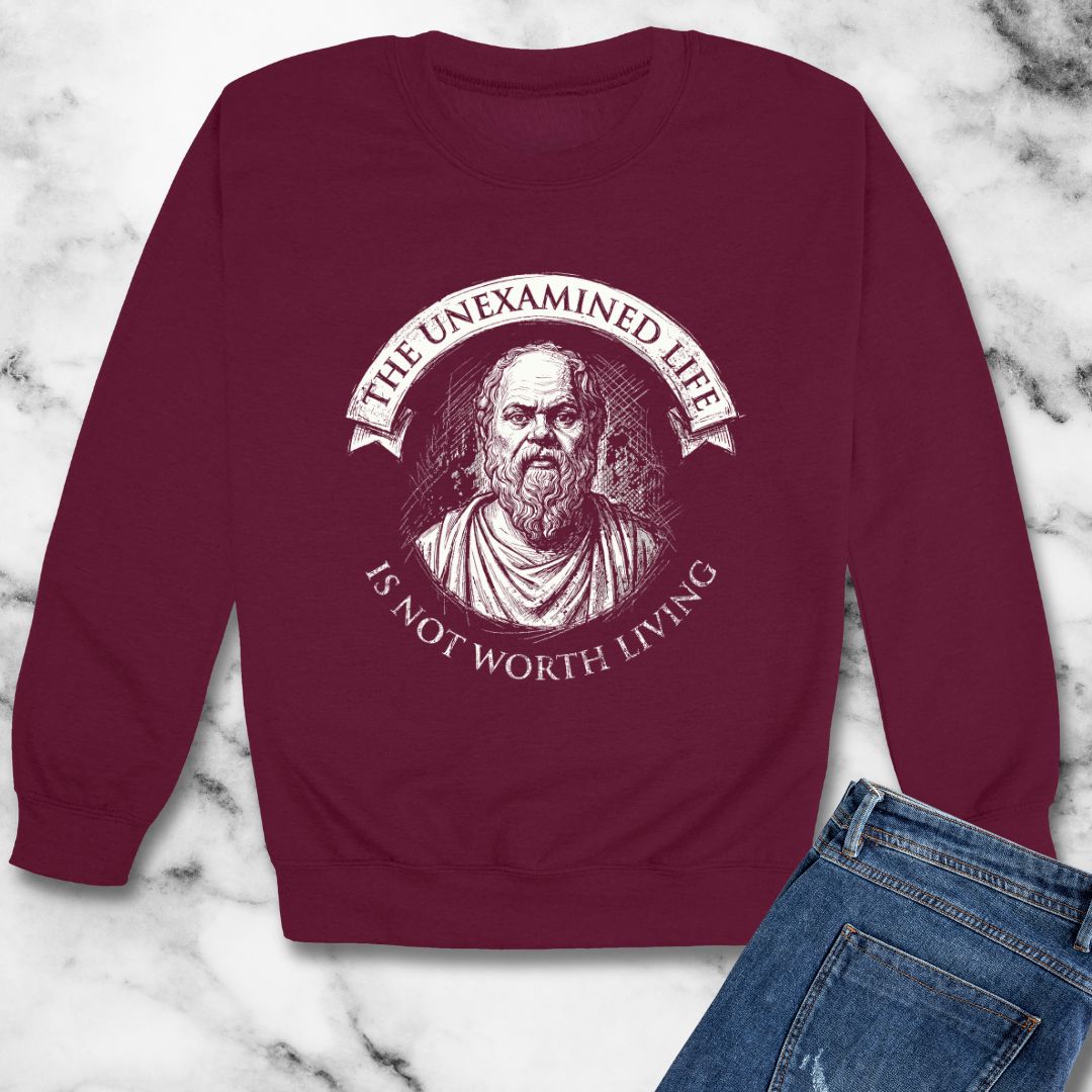 Socrates An Unexamined Life Is Not Worth Living Quote Unisex Heavy Crewneck Sweatshirt