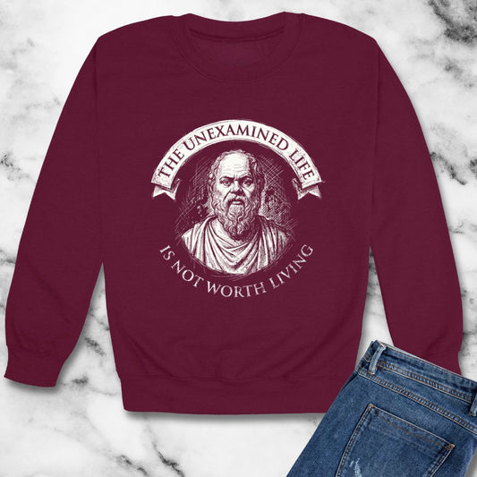 Socrates An Unexamined Life Is Not Worth Living Quote Unisex Heavy Crewneck Sweatshirt