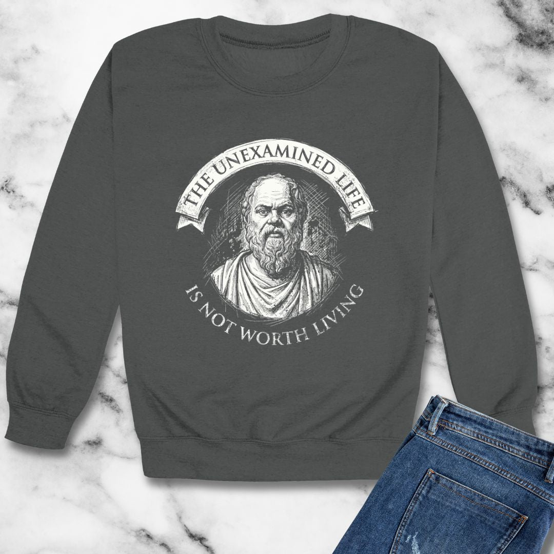 Socrates An Unexamined Life Is Not Worth Living Quote Unisex Heavy Crewneck Sweatshirt