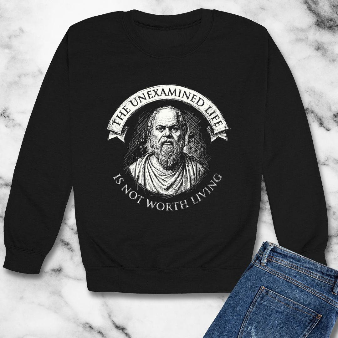 Socrates An Unexamined Life Is Not Worth Living Quote Unisex Heavy Crewneck Sweatshirt