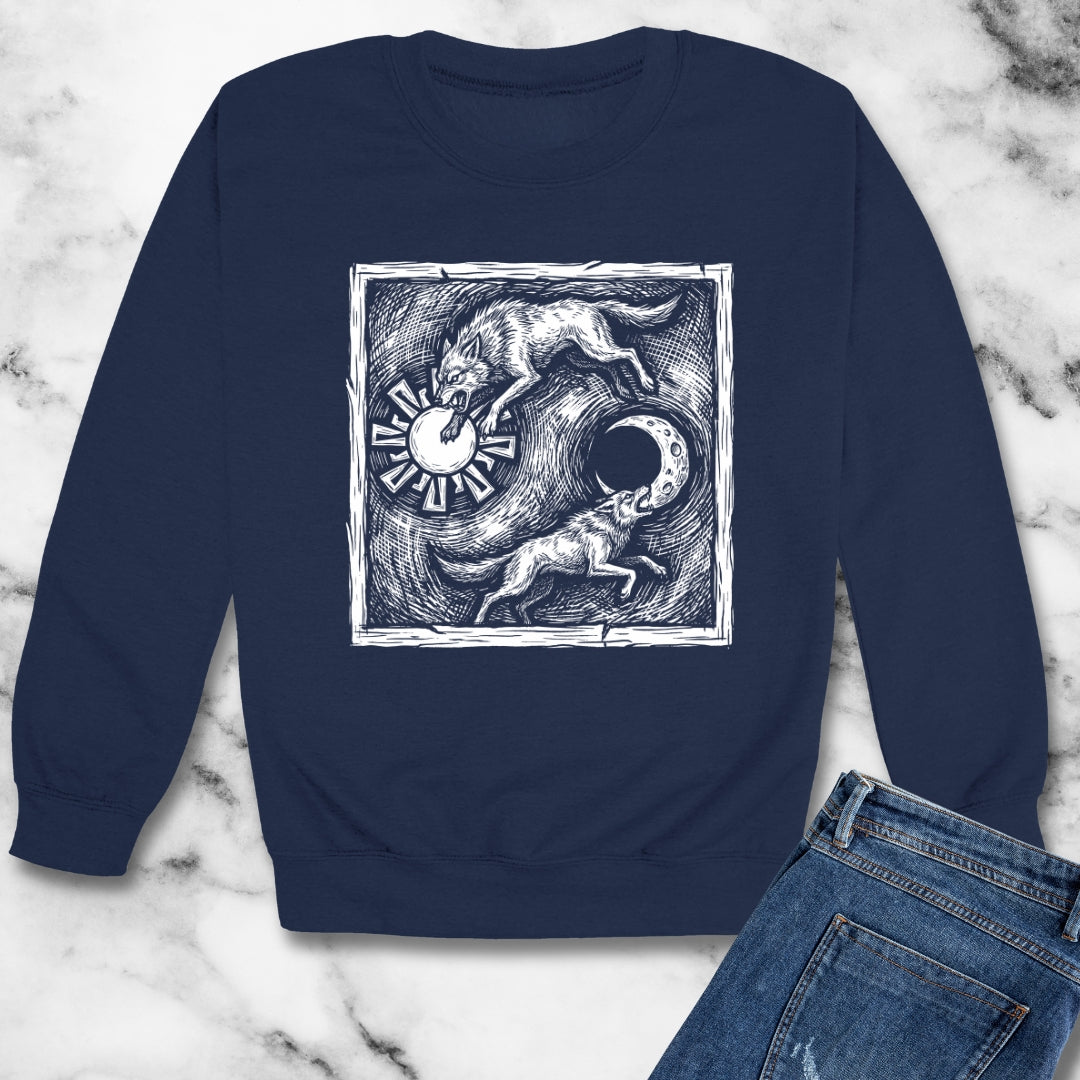Sköll & Hati the Devourers Unisex Heavy Crewneck Sweatshirt