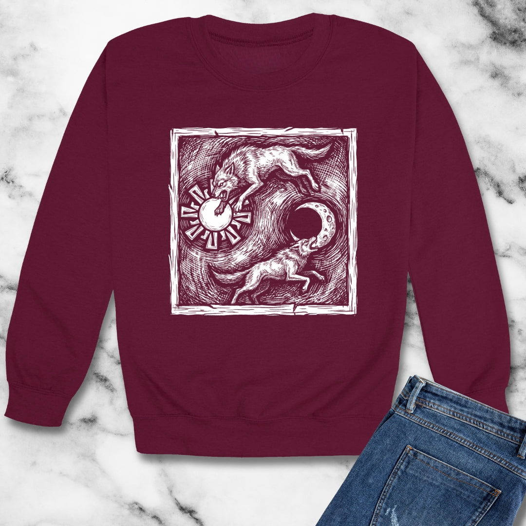 Sköll & Hati the Devourers Unisex Heavy Crewneck Sweatshirt