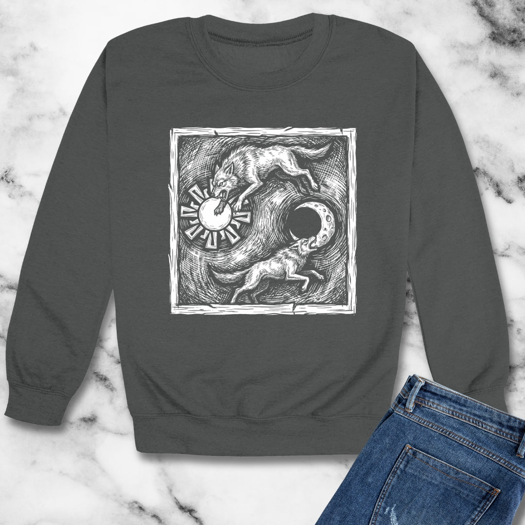 Sköll & Hati the Devourers Unisex Heavy Crewneck Sweatshirt